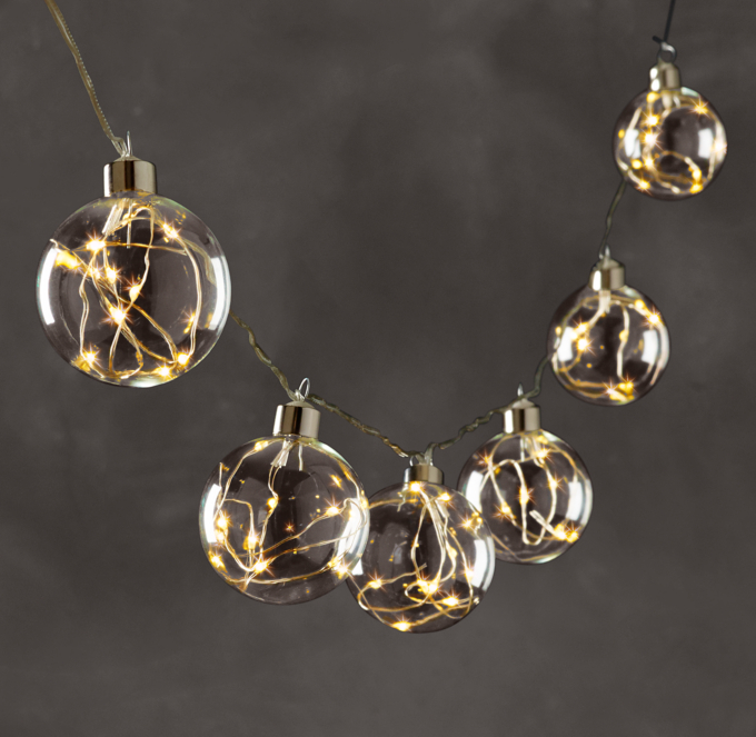 Starry Glass Globe String Lights - Diamond Lights On Silver Wire